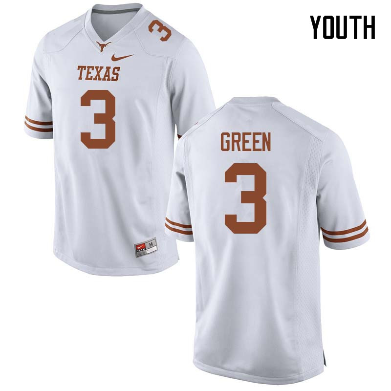 Youth #3 Jalen Green Texas Longhorns College Football Jerseys Sale-White